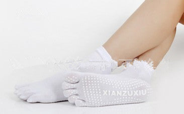 Slip Yoga Socks 5 Toes Socks Letter Print Massage Exercise Short Tube High-quality Cotton Socks