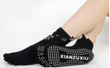 Slip Yoga Socks 5 Toes Socks Letter Print Massage Exercise Short Tube High-quality Cotton Socks